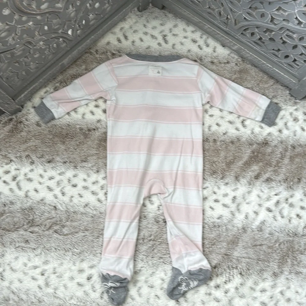Burt’s Bees Baby Dottie pajamas baby girls 6-9 months pastel pink white stripes